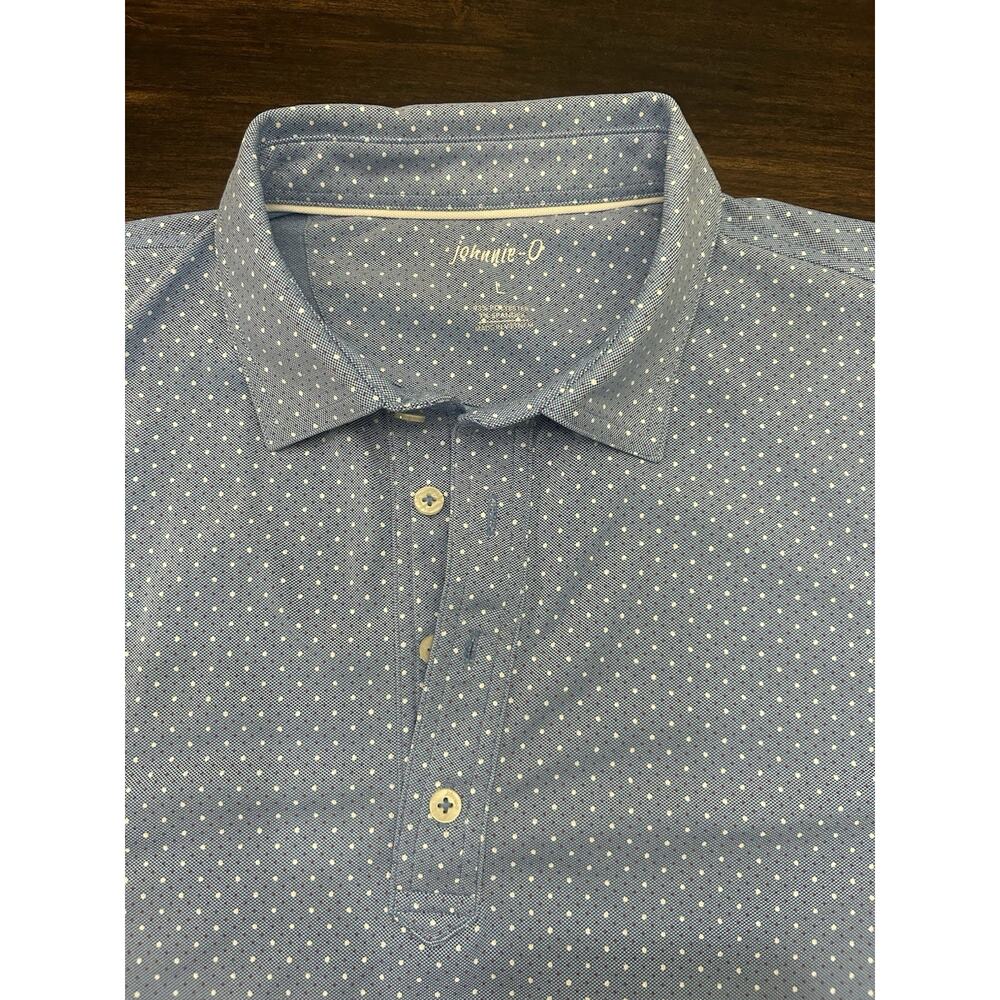 Johnnie-O Polo Shirt Mens Large Blue Performance Golf Stretch Casual L Perfect!